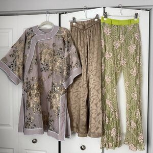 Floral Embroidered QiPao and Pants Set